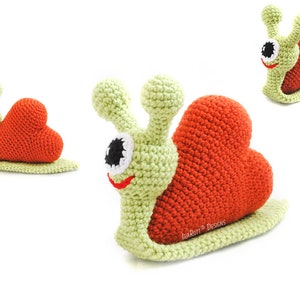 CROCHET PATTERN Cupid The Love Snail With Heart Amigurumi Toy image 3