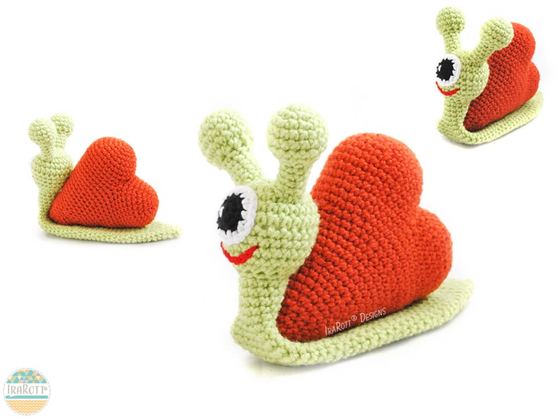 CROCHET PATTERN Cupid The Love Snail With Heart Amigurumi Toy image 3