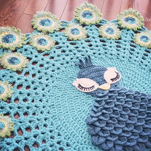 CROCHET PATTERN Pavo the Peacock Rug