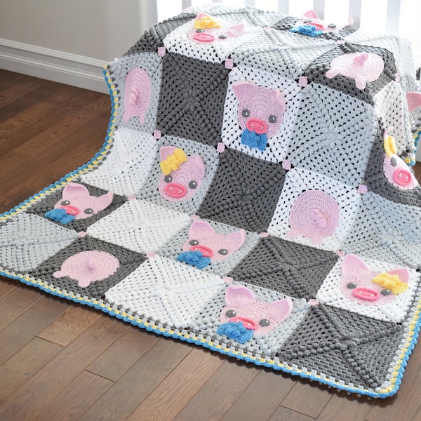 CROCHET PATTERN Pinky The Piggy Blanket