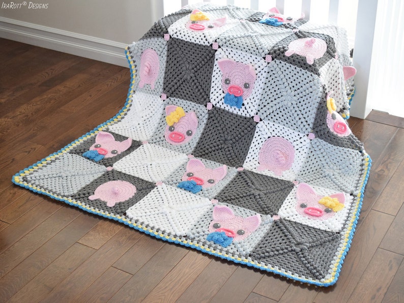 CROCHET PATTERN Pinky The Piggy Blanket image 1