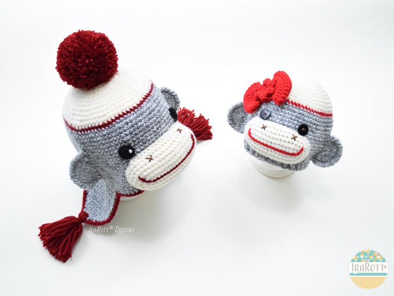 CROCHET PATTERN Spunky The Sock Monkey Hat image 4