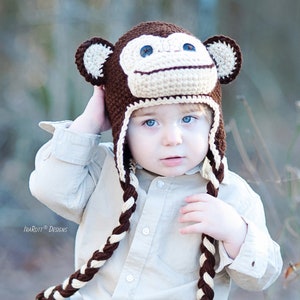 CROCHET PATTERN Chip The Chimpanzee Monkey Hat