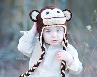 CROCHET PATTERN Chip The Chimpanzee Monkey Hat