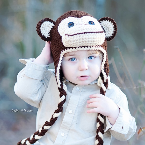 CROCHET PATTERN Chip The Chimpanzee Monkey Hat