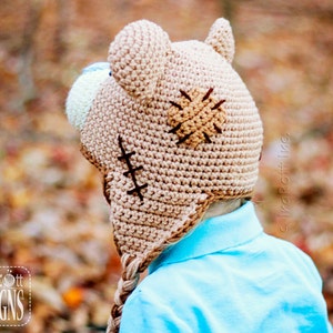 CROCHET PATTERN Classic Teddy Bear Animal Hat image 4