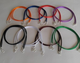 10 pc Rattail Satin Cord Necklaces Handmade in USA Black Brown Blue Red Pink White Olive Green 14" 16" 17" 18" 19" 20" 22" 24" 26" 28" 30"