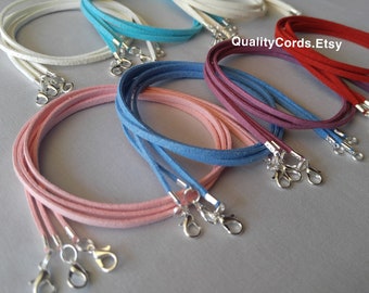 6pcs Faux Suede Cord Necklaces Black Brown White Lavender Blue Red Green Pink 14" 16" 17" 18" 19" 20" 22" 24" 26" 28" Handmade in USA