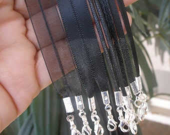 SAMPLE Pack All Black - 5 Necklace Cords - For use with Scrabble/Glass Tile Pendants