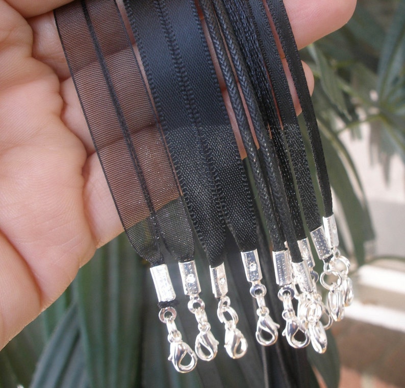 SAMPLE Pack All Black 5 Necklace Cords For use with Scrabble/Glass Tile Pendants image 1