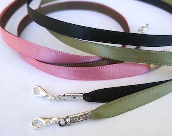 10 pcs Satin Cord Necklaces Black Brown Red Orange Blue Pink Olive 14" 16" 17" 18" 19" 20" 22" 24" 26" 28" 30" Long Handmade in USA