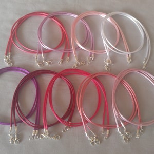 6 pc Rattail Satin Cord Necklaces Handmade in USA Black Brown Blue Red Pink White Olive Green 14 16 17 18 19 20 22 24 26 28 30 image 7