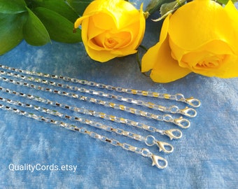 25pcs Silver Bracelet Long-Box Chain Made in USA 6" 7" 8" 9 inch DIY jewelry making, Premium Silver Plated, Finished Great for adding Charms