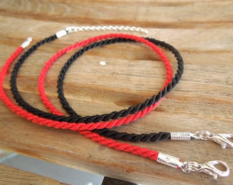 10 pc Twisted Nylon Cord Necklaces Handmade in USA Black Red Purple Maroon Gold 14" 16" 17" 18" 19" 20" 22" 24" 26" 28" 30" Long