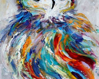 owl painting etsy