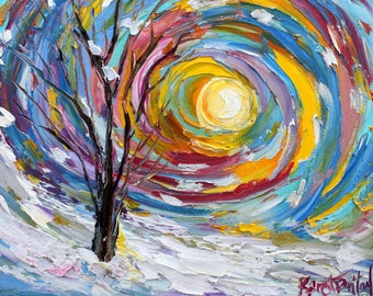Winter Tree Painting Etsy Winter Tree Painting Etsy