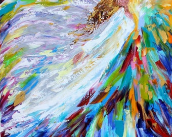 Angel Rising print on canvas, angel art, religious art, made from image of past painting by Karen Tarlton