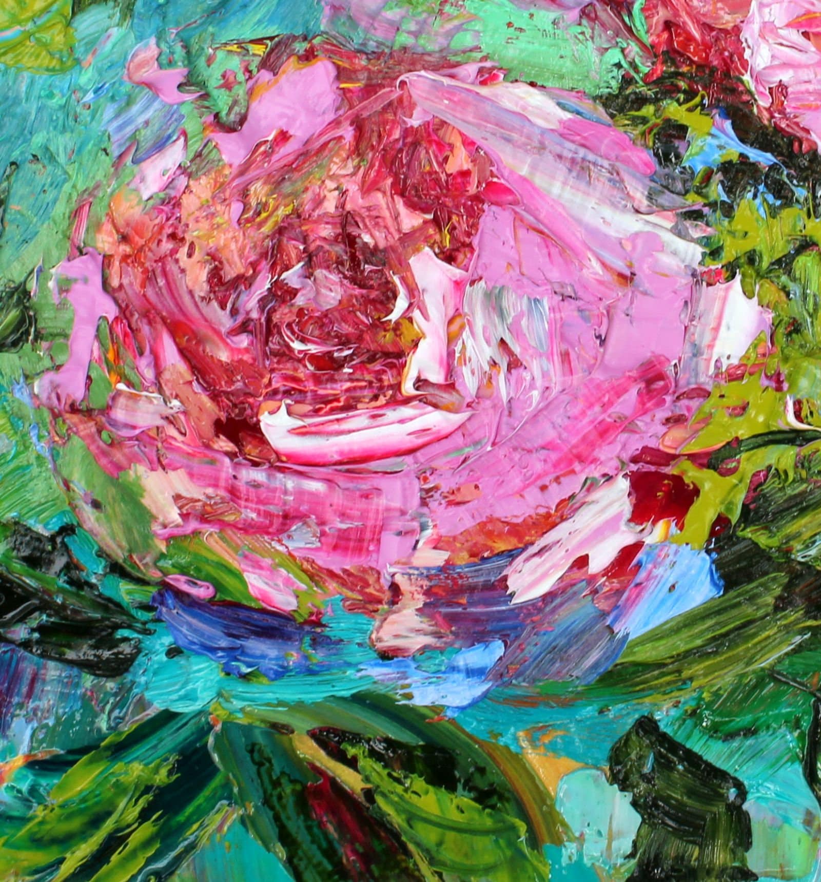 Roses painting, rose art, original oil flower abstract impressionism