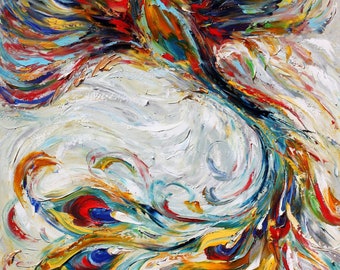 Phoenix Rising Art Print on Canvas: Modern Impressionism