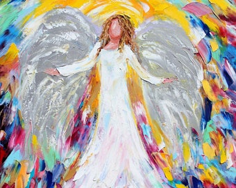 Welcoming Angel print on watercolor paper, made from image of past Original painting by Karen Tarlton fine art impressionism