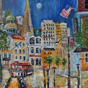 Custom Karen Tarlton Original Oil Painting San Francisco cityscape Commission palette knife impasto fine art image 3