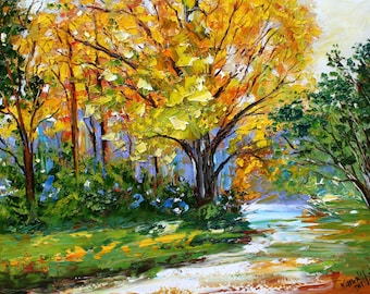 Autumn tree print on watercolor paper made from image of past painting by Karen Tarlton - Fall Glory