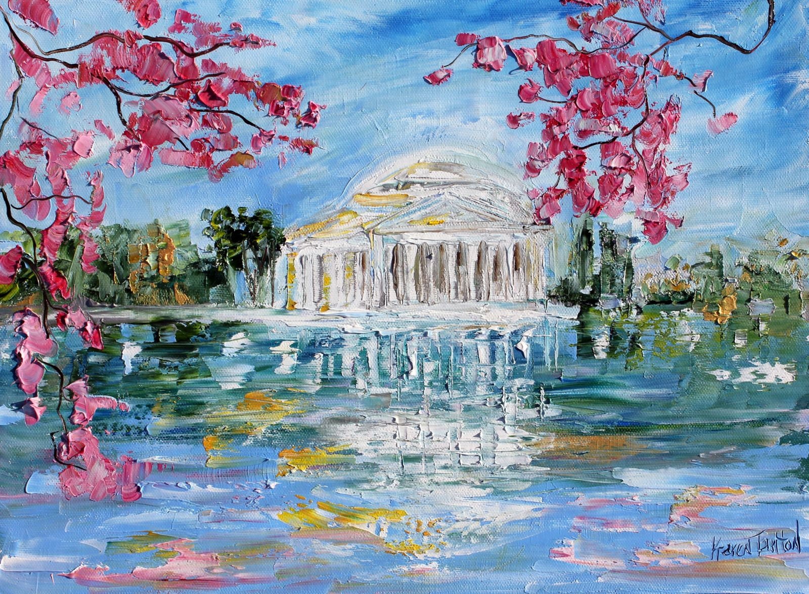 DC Keybridge Print on watercolor paper 11x14 made from image of past  painting by Karen Tarlton