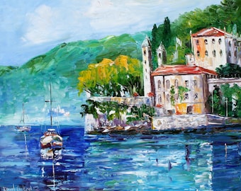 Fine Art Print on watercolor paper made from image of past painting by Karen Tarlton - Lake Como