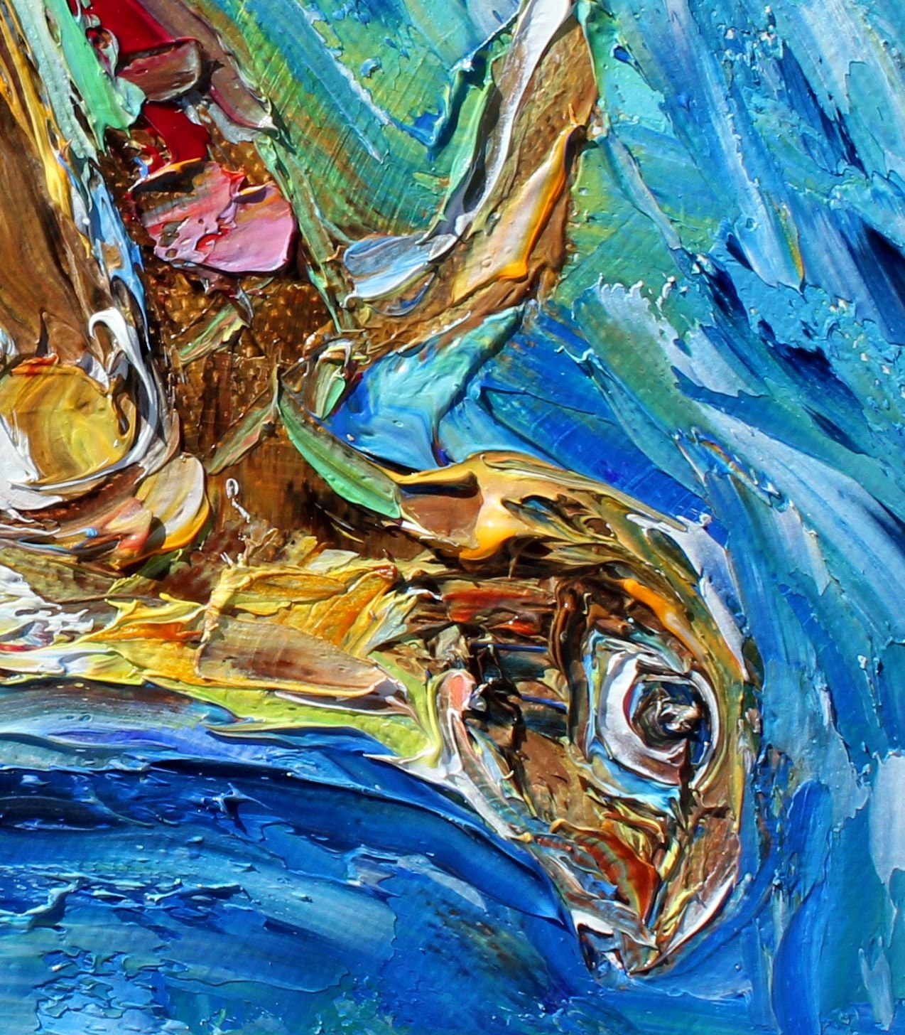 Sea Turtle painting, marine animal art, canvas painting original oil