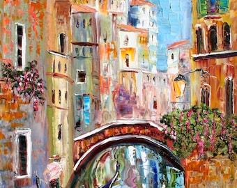 Venice Spring Art Print: Italy Impressionism on Watercolor Paper