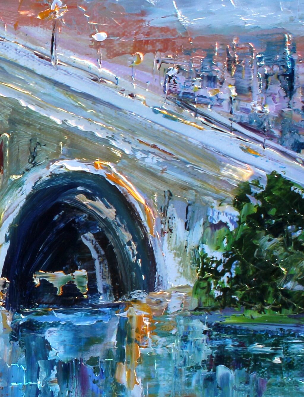 Key Bridge painting, Washington DC art, DC painting, original oil, on