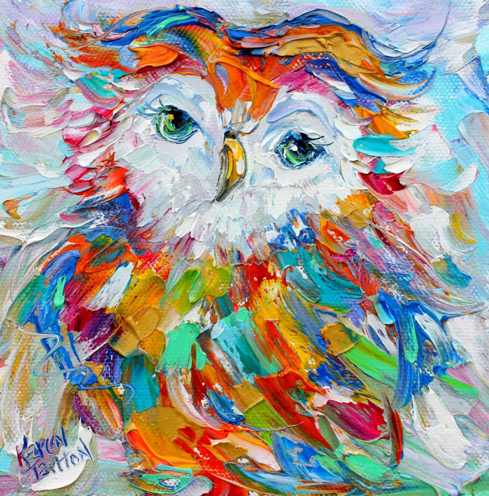 Owl print, bird art, made from image of oil painting by Karen Tarlton