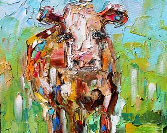 Cow Print on canvas, Cow Print, cow print on canvas, made from image of past Original painting by Karen Tarlton 20x20