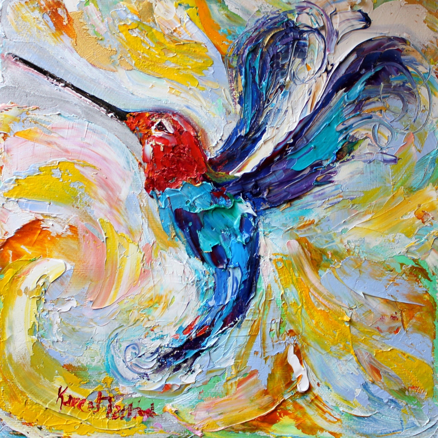 Hummingbird print, Hummingbird canvas giclee print, made from image of ...