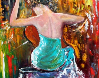 Celloist art, Musician print on canvas, Cello player, Music, made from image of past oil painting by Karen Tarlton fine art