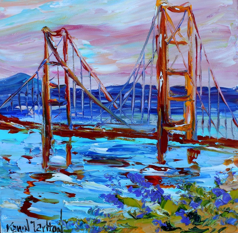 Custom Karen Tarlton Original Oil Painting San Francisco cityscape Commission palette knife impasto fine art image 7