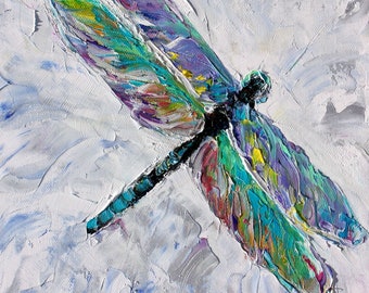 Dragonfly print on canvas, garden art, made from image of past painting by Karen Tarlton