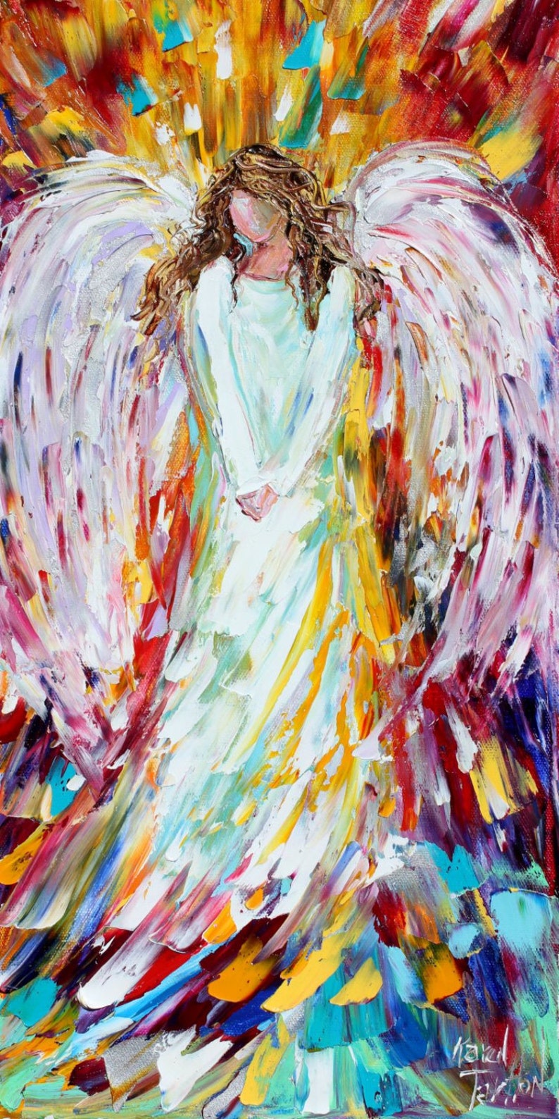 Angel print, angel art, angel of Joy on print on canvas, made from image of past painting by Karen Tarlton fine art image 1