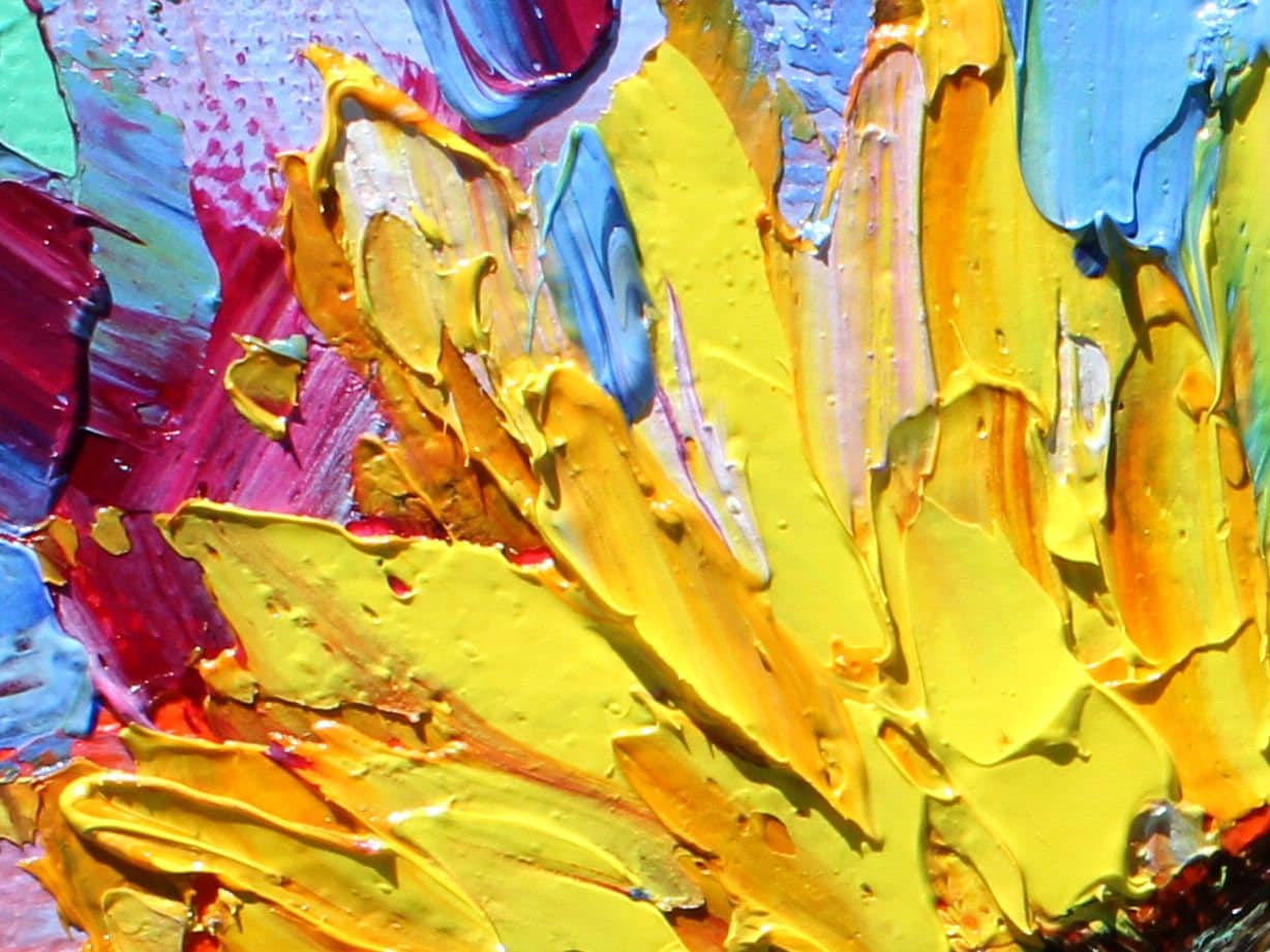 Sunflower painting original oil palette knife impressionism on canvas ...