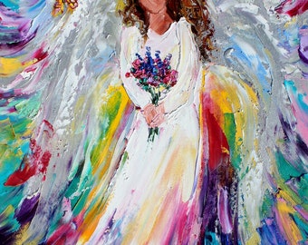 Angel and Butterflies Canvas Print: Modern Impressionism Art