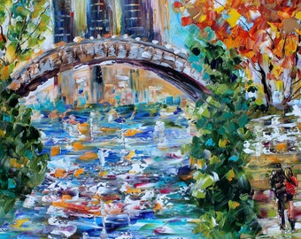 Central Park print, New York print on canvas, NY Central Park art, made from image of past painting by Karen Tarlton fine art