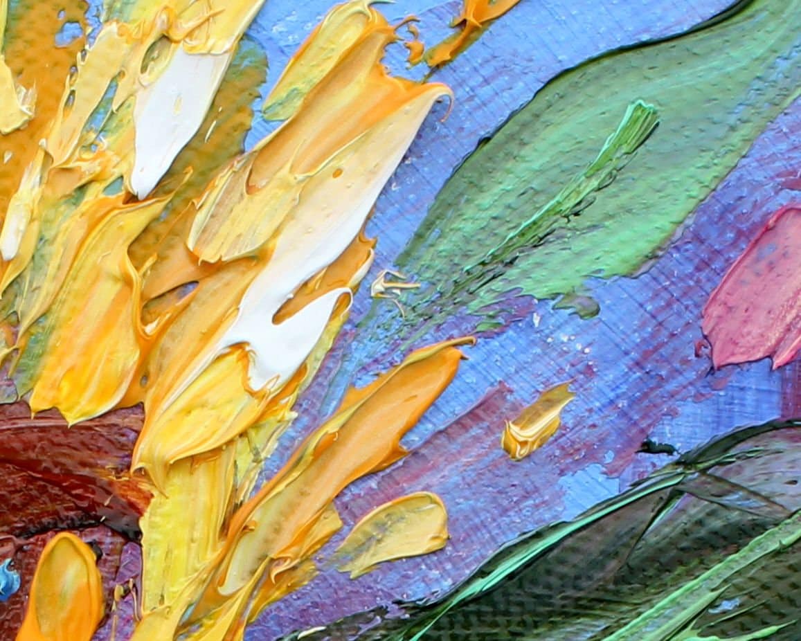 Sunflower painting original oil palette knife impressionism on canvas ...