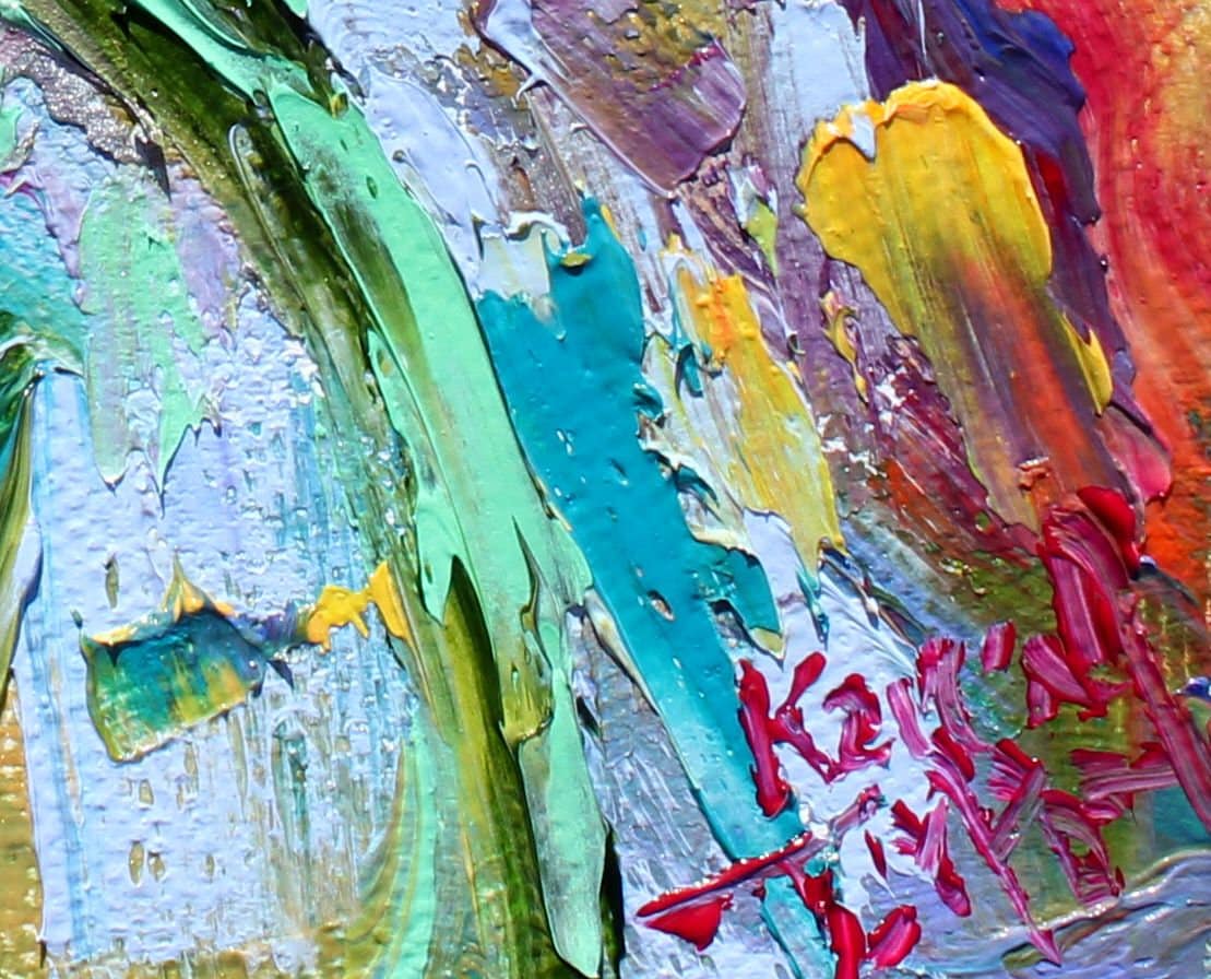 Sunflower painting original oil palette knife impressionism on canvas ...
