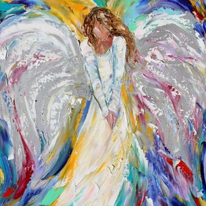 Notecards of Original Painting of Guardian Angel by Karen Tarlton - five cards with envelopes