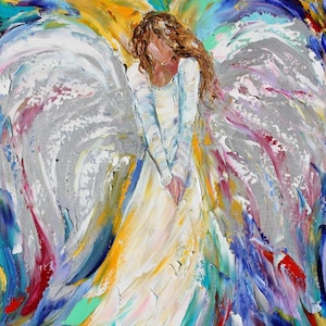 Notecards of Original Painting of Guardian Angel by Karen Tarlton - five cards with envelopes