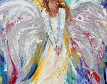 Notecards of Original Painting of Guardian Angel by Karen Tarlton - five cards with envelopes