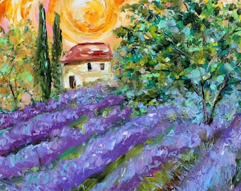 Provence lavender PRINT on watercolor paper made from image of past painting by Karen Tarlton fine art impressionism