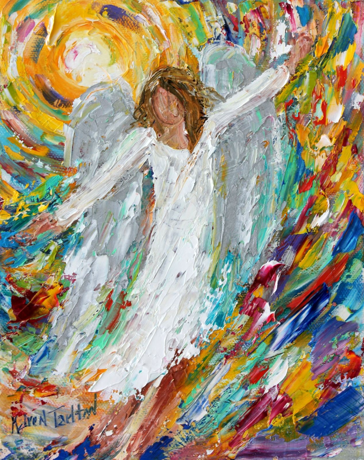 Angel Joy painting original oil abstract impressionism fine art impasto