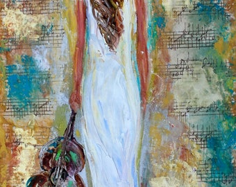 Guitar melody print, musical print on canvas, Print on canvas made from image of past painting by Karen Tarlton fine art