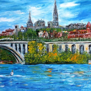 Georgetown Print on watercolor paper,  DC art made from image of past painting by Karen Tarlton